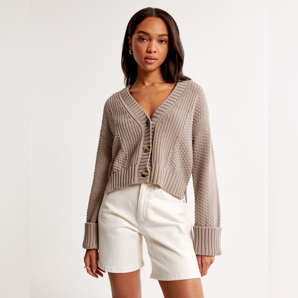 Abercrombie & Fitch Cotton Seed Stitch Cardigan